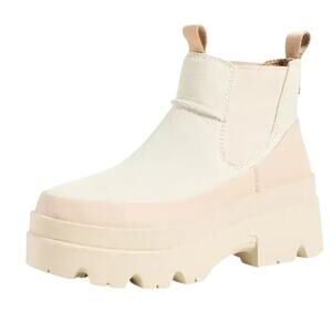 UGG Womens Brisbane Chelsea Boots US 9 EU 40 Cream Cowhide Leather EUC